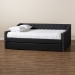 Baxton Studio Haylie Modern and Contemporary Dark Grey Fabric Upholstered Queen Size Daybed with Roll-Out Trundle Bed - BSOCF9046-Charcoal-Daybed-Q/T