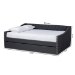 Baxton Studio Haylie Modern and Contemporary Dark Grey Fabric Upholstered Queen Size Daybed with Roll-Out Trundle Bed - BSOCF9046-Charcoal-Daybed-Q/T