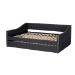 Baxton Studio Haylie Modern and Contemporary Dark Grey Fabric Upholstered Queen Size Daybed with Roll-Out Trundle Bed - BSOCF9046-Charcoal-Daybed-Q/T