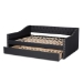 Baxton Studio Haylie Modern and Contemporary Dark Grey Fabric Upholstered Queen Size Daybed with Roll-Out Trundle Bed - BSOCF9046-Charcoal-Daybed-Q/T