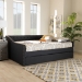 Baxton Studio Haylie Modern and Contemporary Dark Grey Fabric Upholstered Queen Size Daybed with Roll-Out Trundle Bed - BSOCF9046-Charcoal-Daybed-Q/T