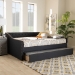 Baxton Studio Haylie Modern and Contemporary Dark Grey Fabric Upholstered Queen Size Daybed with Roll-Out Trundle Bed - BSOCF9046-Charcoal-Daybed-Q/T