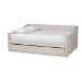 Baxton Studio Haylie Modern and Contemporary Beige Fabric Upholstered Full Size Daybed with Roll-Out Trundle Bed