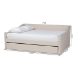 Baxton Studio Haylie Modern and Contemporary Beige Fabric Upholstered Full Size Daybed with Roll-Out Trundle Bed - BSOCF9046-Beige-Daybed-F/T