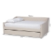 Baxton Studio Haylie Modern and Contemporary Beige Fabric Upholstered Full Size Daybed with Roll-Out Trundle Bed - BSOCF9046-Beige-Daybed-F/T
