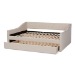Baxton Studio Haylie Modern and Contemporary Beige Fabric Upholstered Full Size Daybed with Roll-Out Trundle Bed - BSOCF9046-Beige-Daybed-F/T