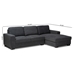 Baxton Studio Nevin Modern and Contemporary Dark Grey Fabric Upholstered Sectional Sofa with Right Facing Chaise - BSOJ099S-Dark Grey-RFC