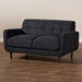 Baxton Studio Allister Mid-Century Modern Dark Grey Fabric Upholstered Loveseat - BSOJ1453-Dark Grey-LS