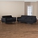 Baxton Studio Allister Mid-Century Modern Dark Grey Fabric Upholstered 2-Piece Living Room Set - BSOJ1453-Dark Grey-2PC Set