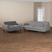 Baxton Studio Allister Mid-Century Modern Light Grey Fabric Upholstered 2-Piece Living Room Set - BSOJ1453-Light Grey-2PC Set
