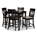 Baxton Studio Verina Modern and Contemporary Sand Fabric Upholstered Espresso Brown Finished 5-Piece Wood Pub Set