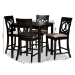 Baxton Studio Verina Modern and Contemporary Sand Fabric Upholstered Espresso Brown Finished 5-Piece Wood Pub Set - BSORH323P-Sand/Dark Brown-5PC Pub Set
