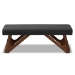 Baxton Studio Rika Mid-Century Modern Dark Grey Fabric Upholstered Walnut Brown Finished Boomerang Bench - BSOBBT5367-Dark Grey/Walnut-Bench