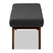 Baxton Studio Rika Mid-Century Modern Dark Grey Fabric Upholstered Walnut Brown Finished Boomerang Bench - BSOBBT5367-Dark Grey/Walnut-Bench