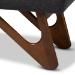Baxton Studio Rika Mid-Century Modern Dark Grey Fabric Upholstered Walnut Brown Finished Boomerang Bench - BSOBBT5367-Dark Grey/Walnut-Bench