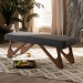 Baxton Studio Rika Mid-Century Modern Dark Grey Fabric Upholstered Walnut Brown Finished Boomerang Bench - BSOBBT5367-Dark Grey/Walnut-Bench