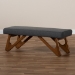 Baxton Studio Rika Mid-Century Modern Dark Grey Fabric Upholstered Walnut Brown Finished Boomerang Bench - BSOBBT5367-Dark Grey/Walnut-Bench