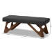 Baxton Studio Rika Mid-Century Modern Dark Grey Fabric Upholstered Walnut Brown Finished Boomerang Bench - BSOBBT5367-Dark Grey/Walnut-Bench
