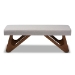 Baxton Studio Rika Mid-Century Modern Greyish Beige Fabric Upholstered Walnut Brown Finished Boomerang Bench - BSOBBT5367-Greyish Beige/Walnut-Bench