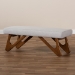 Baxton Studio Rika Mid-Century Modern Greyish Beige Fabric Upholstered Walnut Brown Finished Boomerang Bench - BSOBBT5367-Greyish Beige/Walnut-Bench