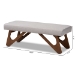 Baxton Studio Rika Mid-Century Modern Greyish Beige Fabric Upholstered Walnut Brown Finished Boomerang Bench - BSOBBT5367-Greyish Beige/Walnut-Bench