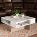Baxton Studio Rasa Modern and Contemporary Two-Tone White and Oak Finished Wood Coffee Table - BSOCT8004-White/Oak-CT