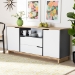 Baxton Studio Reed Mid-Century Modern Multicolor 2-Door Wood Dining Room Sideboard - BSOMPC8005-Oak/Grey/White-Sideboard