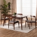 Baxton Studio Amato Mid-Century Modern Light Gray Fabric Upholstered Walnut Finished Wood 5-Piece Dining Set - BSOAeron-Light Grey/Walnut-5PC Dining Set