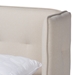 Baxton Studio Catarina Mid-Century Modern Light Beige Fabric Upholstered Walnut Finished Wood King Size Wingback Platform Bed - BSOBBT6809-Light Beige/Walnut-King