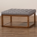 Baxton Studio Alvere Modern and Contemporary Grey Fabric Upholstered Walnut Finished Cocktail Ottoman - BSOBBT5365-Grey/Walnut-Otto