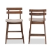 Baxton Studio Larine Modern and Contemporary Light Grey Fabric Upholstered Walnut Finished 2-Piece Wood Counter Stool Set - BSOBoba-Light Grey/Walnut-Counter Stool
