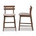 Baxton Studio Larine Modern and Contemporary Light Grey Fabric Upholstered Walnut Finished 2-Piece Wood Counter Stool Set - BSOBoba-Light Grey/Walnut-Counter Stool