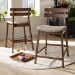 Baxton Studio Larine Modern and Contemporary Light Grey Fabric Upholstered Walnut Finished 2-Piece Wood Counter Stool Set - BSOBoba-Light Grey/Walnut-Counter Stool