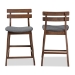 Baxton Studio Larine Modern and Contemporary Dark Grey Fabric Upholstered Walnut Finished 2-Piece Wood Counter Stool Set - BSOBoba-Dark Grey/Walnut-Counter Stool