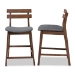 Baxton Studio Larine Modern and Contemporary Dark Grey Fabric Upholstered Walnut Finished 2-Piece Wood Counter Stool Set - BSOBoba-Dark Grey/Walnut-Counter Stool