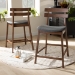 Baxton Studio Larine Modern and Contemporary Dark Grey Fabric Upholstered Walnut Finished 2-Piece Wood Counter Stool Set - BSOBoba-Dark Grey/Walnut-Counter Stool