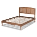 Baxton Studio Marieke Vintage French Inspired Ash Wanut Finished Wood and Synthetic Rattan King Size Platform Bed - BSOMG97132-Ash Walnut Rattan-King