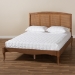Baxton Studio Marieke Vintage French Inspired Ash Wanut Finished Wood and Synthetic Rattan King Size Platform Bed - BSOMG97132-Ash Walnut Rattan-King
