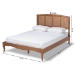 Baxton Studio Marieke Vintage French Inspired Ash Wanut Finished Wood and Synthetic Rattan King Size Platform Bed - BSOMG97132-Ash Walnut Rattan-King
