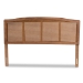 Baxton Studio Marieke Mid-Century Modern Ash Wanut Finished Wood and Synthetic Rattan Full Size Headboard - BSOMG97132-Ash Walnut Rattan-Full-Headboard