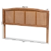 Baxton Studio Marieke Mid-Century Modern Ash Wanut Finished Wood and Synthetic Rattan Full Size Headboard - BSOMG97132-Ash Walnut Rattan-Full-Headboard