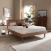 Baxton Studio Rina Mid-Century Modern Ash Wanut Finished Wood and Synthetic Rattan Full Size Platform Bed with Wrap-Around Headboard - BSOMG97151-Ash Walnut Rattan-Full