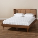 Baxton Studio Rina Mid-Century Modern Ash Wanut Finished Wood and Synthetic Rattan Full Size Platform Bed with Wrap-Around Headboard - BSOMG97151-Ash Walnut Rattan-Full