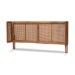 Baxton Studio Rina Mid-Century Modern Ash Wanut Finished Wood and Synthetic Rattan Full Size Wrap-Around Headboard