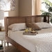 Baxton Studio Rina Mid-Century Modern Ash Wanut Finished Wood and Synthetic Rattan Full Size Wrap-Around Headboard - BSOMG97151-Ash Walnut Rattan-Full-Headboard