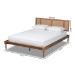 Baxton Studio Romy Vintage French Inspired Ash Wanut Finished Wood and Synthetic Rattan Full Size Platform Bed - BSOMG0005-Ash Walnut Rattan-Full
