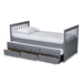 Baxton Studio Trine Classic and Traditional Grey Finished Wood Twin Size Daybed with Trundle - BSOMG8005-Grey-Daybed
