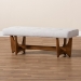 Baxton Studio Theo Mid-Century Modern Greyish Beige Fabric Upholstered Walnut Finished Bench - BSOBBT5368-Greyish Beige/Walnut-Bench