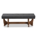 Baxton Studio Theo Mid-Century Modern Dark Grey Fabric Upholstered Walnut Finished Bench - BSOBBT5368-Dark Grey/Walnut-Bench