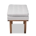 Baxton Studio Arne Mid-Century Modern Greyish Beige Fabric Upholstered Walnut Finished Bench - BSOBBT5369-Greyish Beige/Walnut-Bench